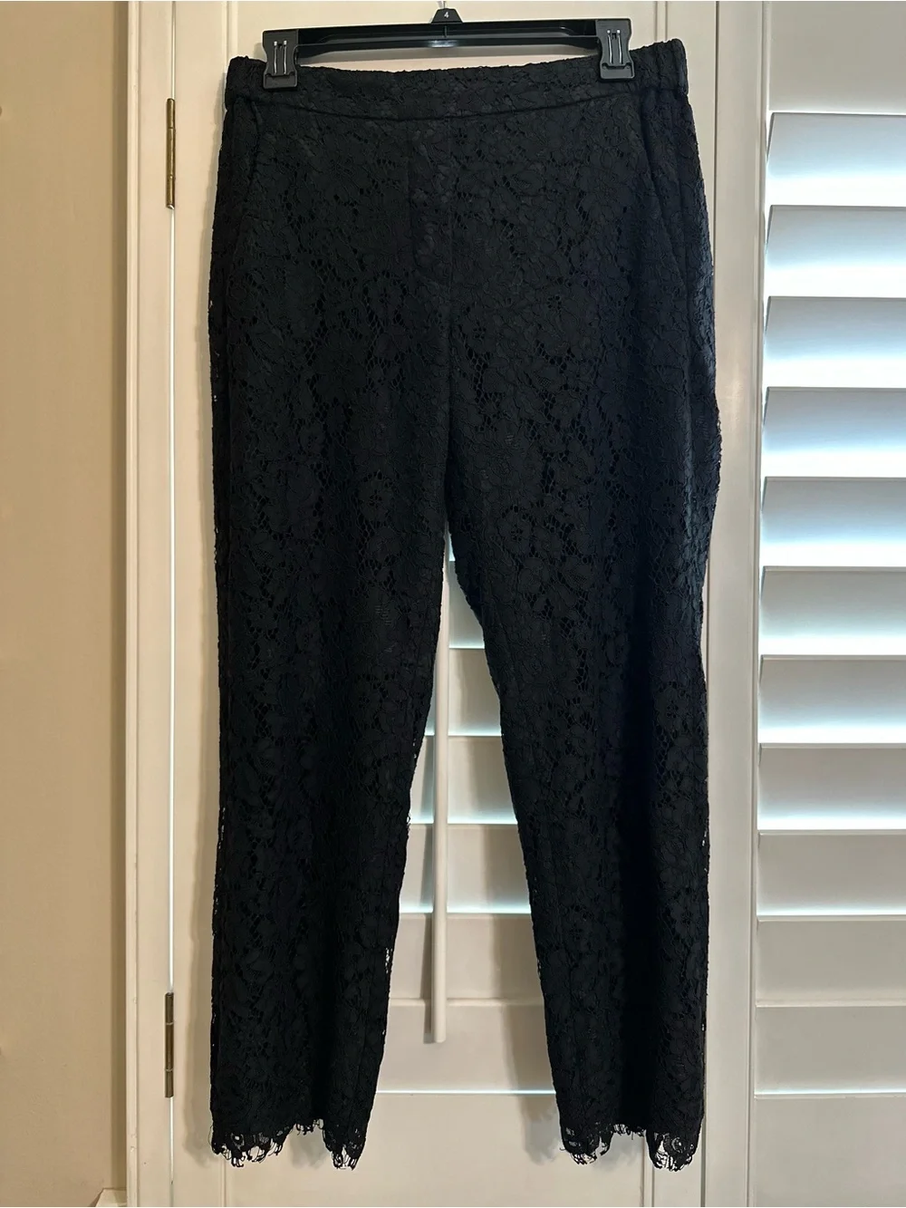 J. Crew Black Lace Straight-Leg Pants